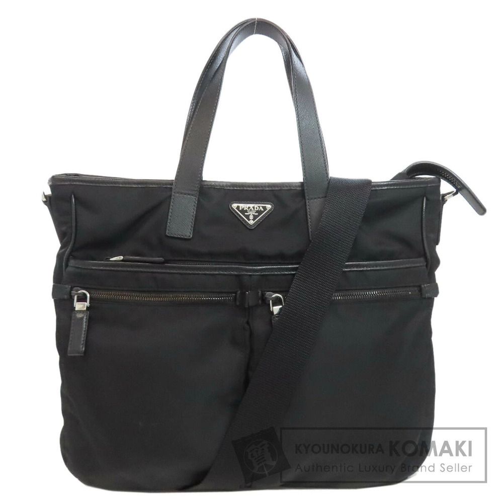 Prada Saffiano Leather Tote Shoulder Bag black